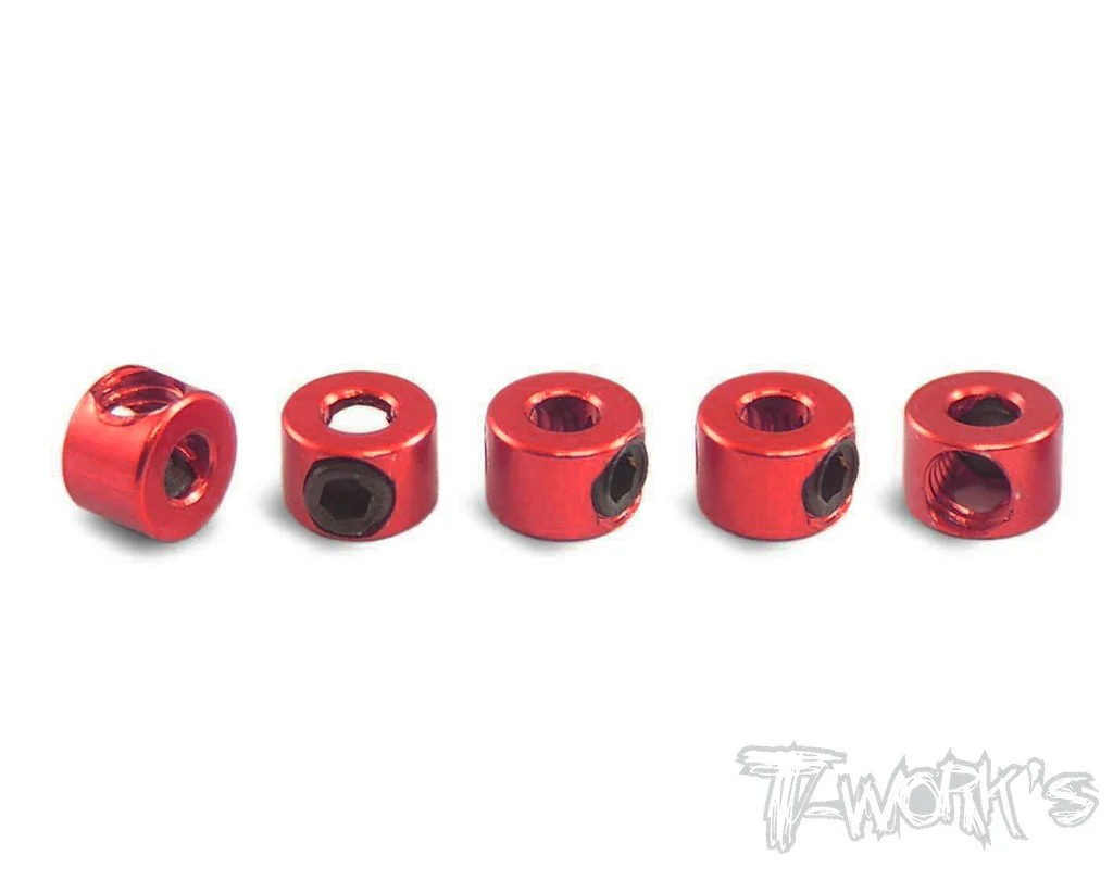 T-Works - Alum. Anti-Roll Bar Stopper - 5x2x3.5mm - Rot - (5 Stück)