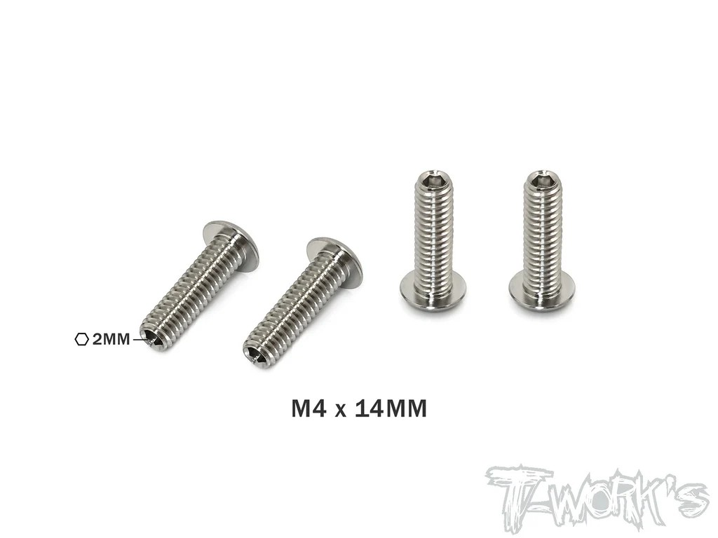 T-Works - 64 Titan Madenschrauben zur Ausfederwegsbegrenzung - M4x14mm (4 Stück)