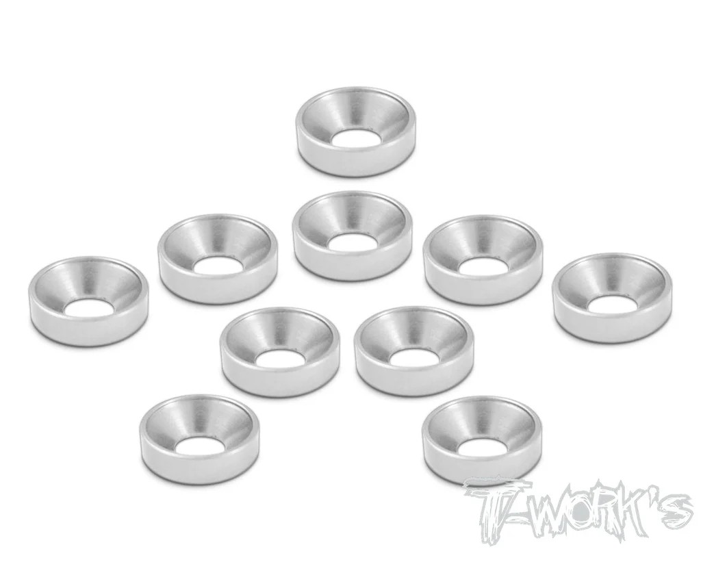 T-Works - Alu Unterlegschreibe für M3 Senkkopfschraube (SIlber) (10 Stück)