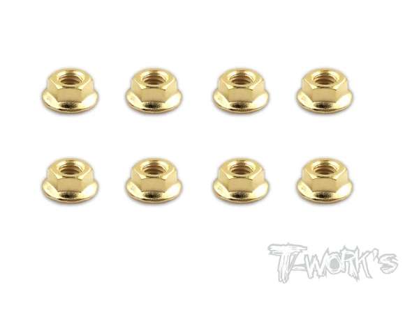 T-Works - M4 Mutter Serrated Gold Plated (8 Stück)