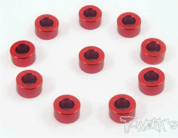T-Works - Alu 3 x 5.7 x 3.0mm Bore Washer -ROT- (10 Stück)