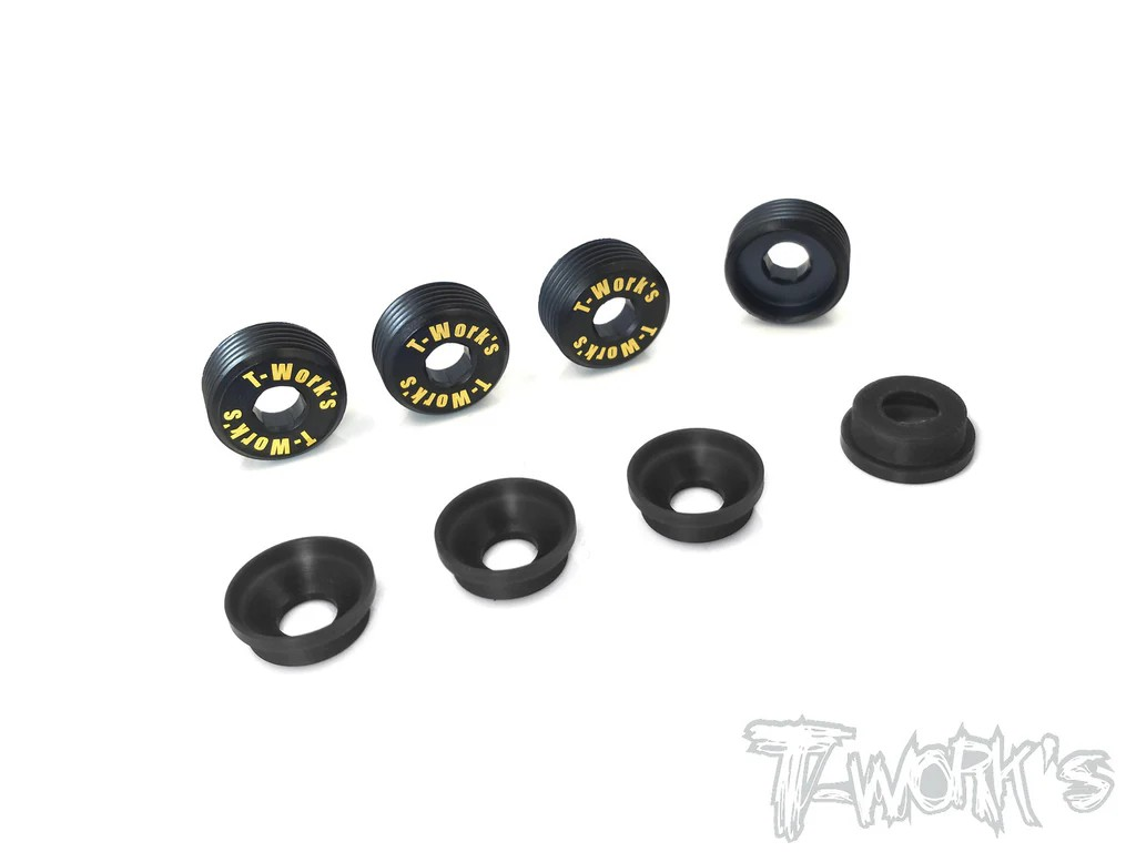 T-Works - Brass Front Upright Adjust Nut with POM Spacers - für Mugen MBX8R (8 Stück)