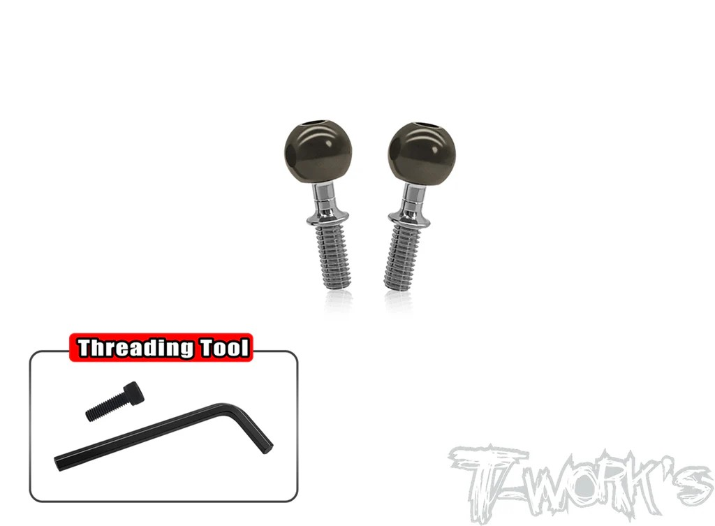 T-Works - Alum. Pillow Ball With Titanium Anti-Clockwise Shaft - für MUGEN MBX8R (2 Stück)