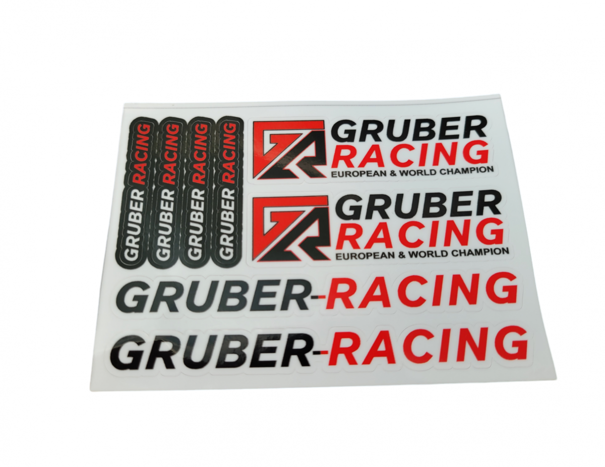 Sticker Sheet "Gruber-Racing" precut 11 x 8cm Weiß