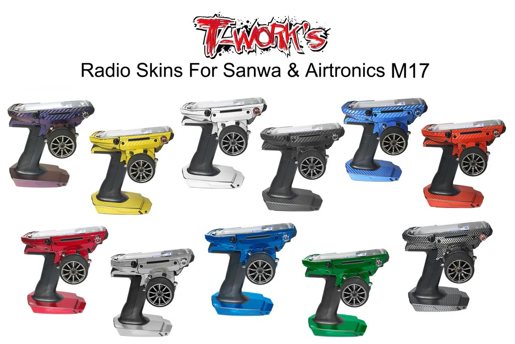 T-Works - Aufkleberbogen - Blau Metal Chrome - für Sanwa M17 & Airtronics M17 (2 Bögen)
