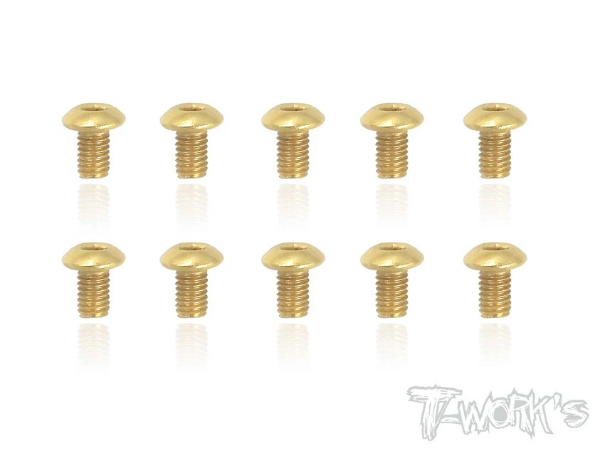 T-Works - 3 x 5mm Gold Plated Stahl Rundkopf Schraube Innensechskant (10)
