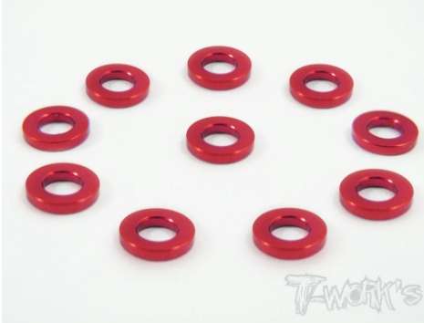 T-Works - Alu 3 x 5.7 x 1,0mm Bore Washer -ROT- (10 Stück)