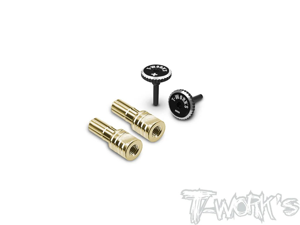 T-Works - 4mm Goldstecker mit Alum. Quick Lock Griffstücken (- schwarz / + schwarz) (2 Stück)