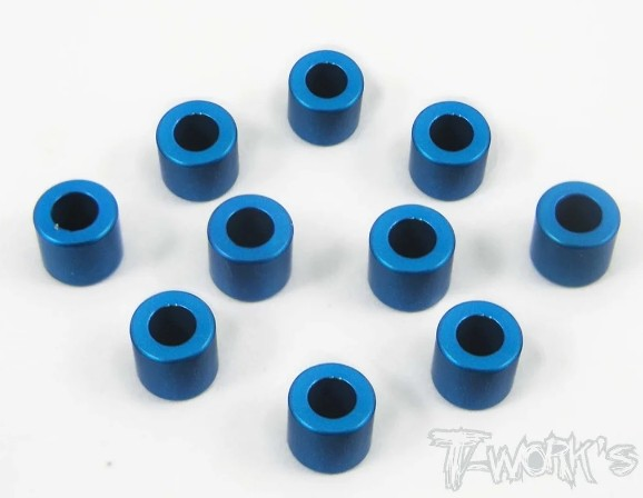 T-Works - Alu 3 x 5.7 x 5.0mm Bore Washer -Tamiya BLAU- (10 Stück)