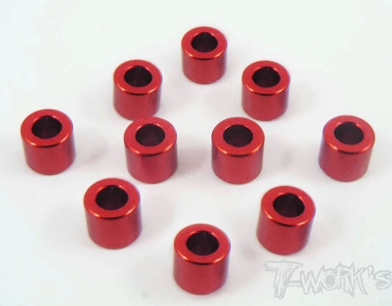T-Works - Alu 3 x 5.7 x 5.0mm Bore Washer -ROT- (10 Stück)