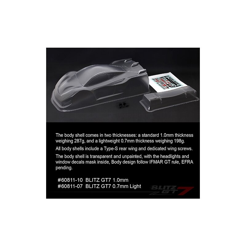 Blitz - GT7 - 1/8 GT Body (1,0 mm) + Wing Type S