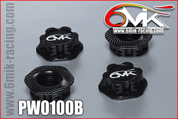 OPTIMA - 6MIK serrated & locking 1/8 Wheel Nut 1.0mm Black (4 pcs)