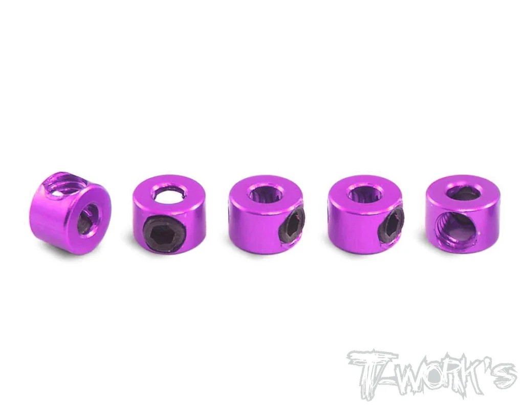 T-Works - Alum. Anti-Roll Bar Stopper - 5x2x3.5mm - Lila - (5 Stück)