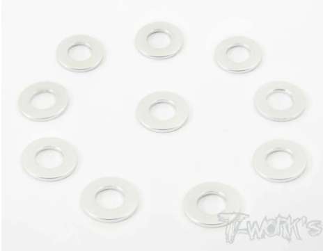 T-Works -Alu 3 x 5.7 x 0,5mm Bore Washer -SILBER- (10 Stück)