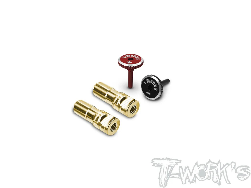 T-Works - 5mm Goldstecker mit Alum. Quick Lock Griffstücken (- schwarz / + rot) (2 Stück)