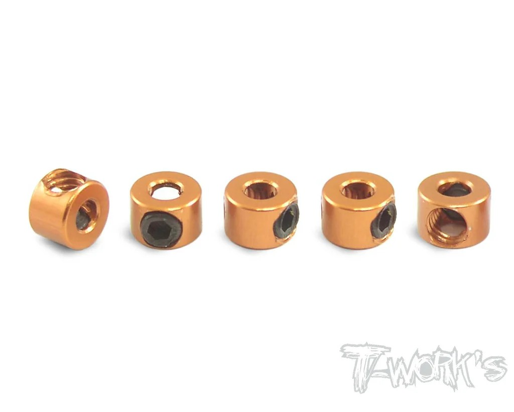 T-Works - Alum. Anti-Roll Bar Stopper - 5x2x3.5mm - Orange - (5 Stück)