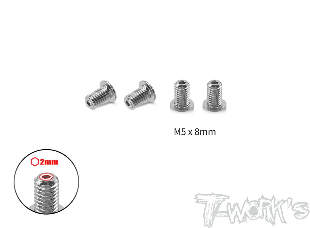 T-Works - 64 Titan Madenschrauben zur Ausfederwegsbegrenzung - M5x8mm (4 Stück)