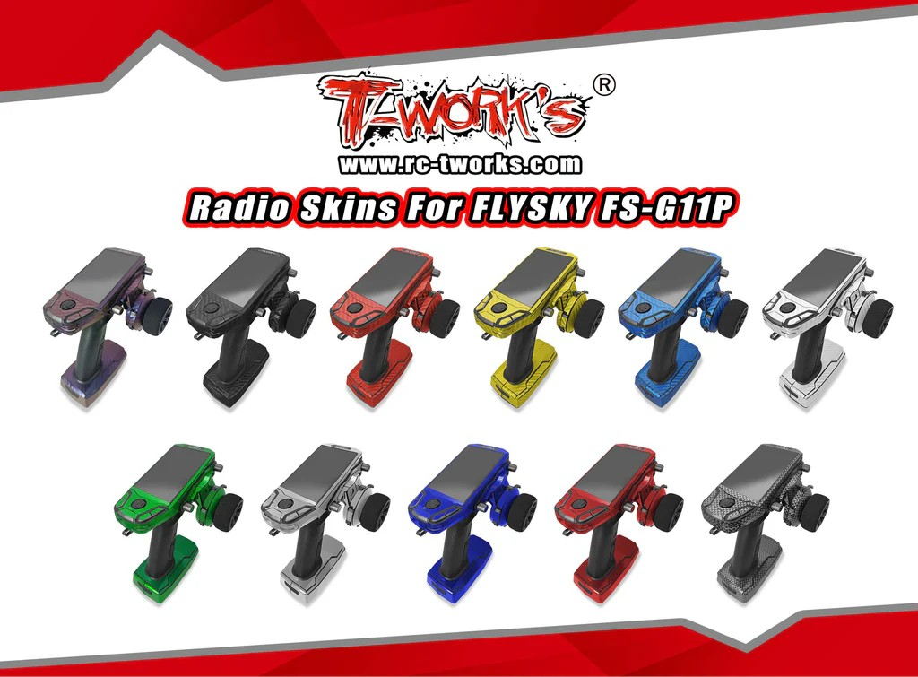 T-Works -  Aufkleberbogen - Blau Metal Chrome - für FLYSKY FS-G11P (2 Bögen)