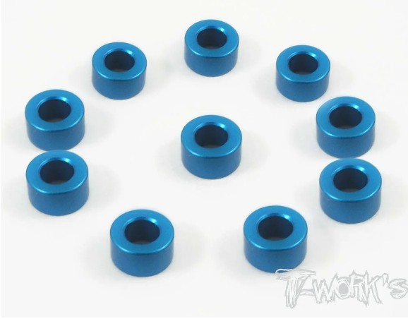 T-Works - Alu 3 x 5.7 x 3.0mm Bore Washer -Tamiya BLAU- (10 Stück)