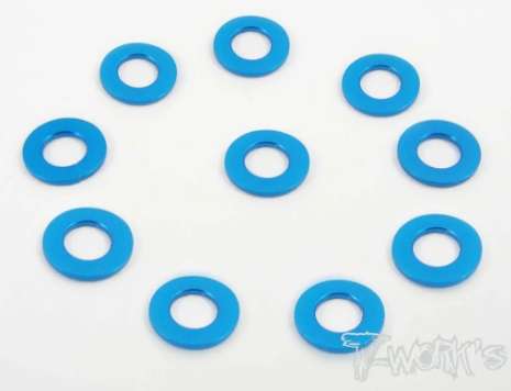 T-Works - Alu 3 x 5.7 x 0,75mm Bore Washer -Tamiya BLAU- (10 Stück)