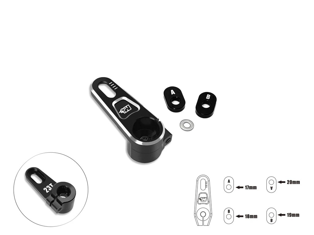 T-Works - Alu Servo Horn V2 - einstellbar - 23 Zähne - SCHWARZ