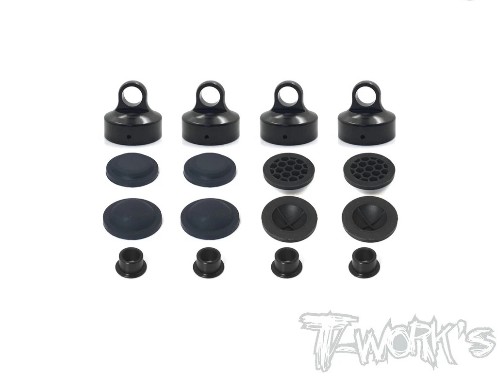 T-Works - Alum. Dämpfer Kappen Set (Schwarz Hard Coated) - für Mugen MBX8R