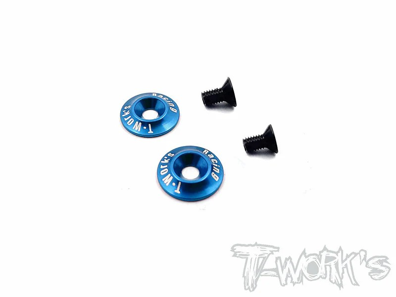 T-Works - Alu 1/10 Heckflügel Unterlegscheiben V2 - Blau (2 Stück)