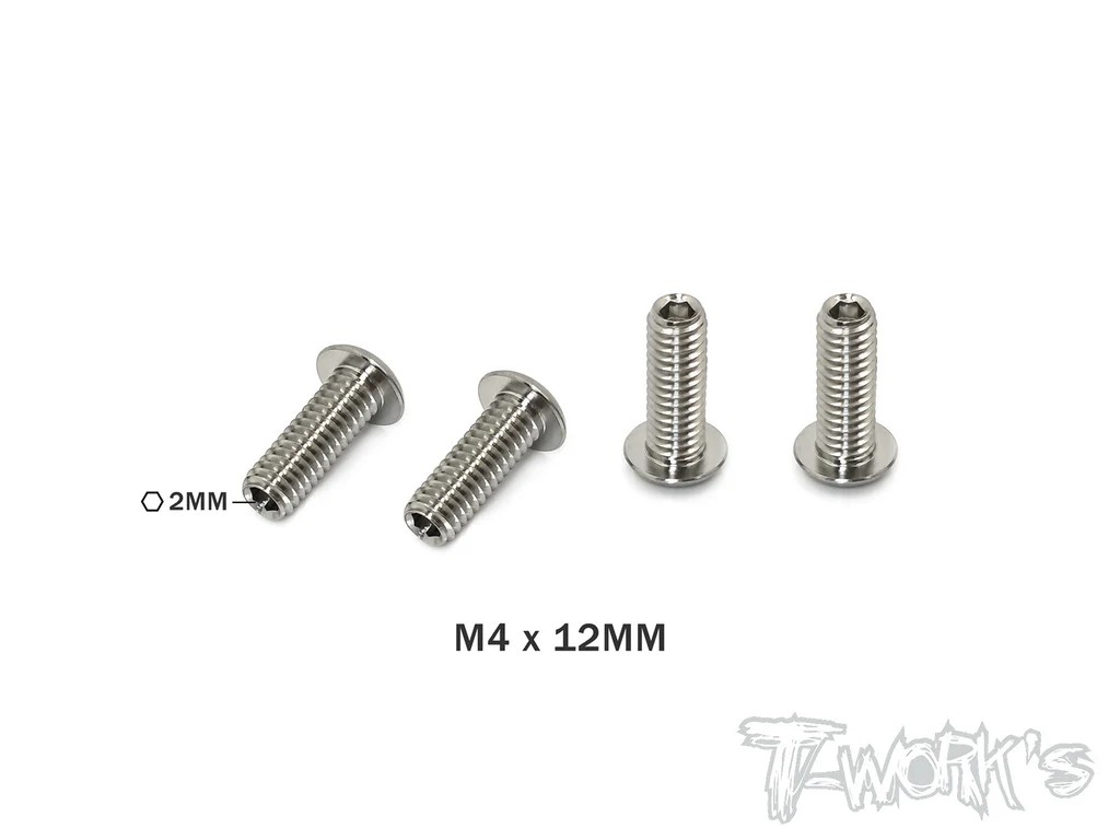 T-Works - 64 Titan Madenschrauben zur Ausfederwegsbegrenzung - M4x12mm (4 Stück)