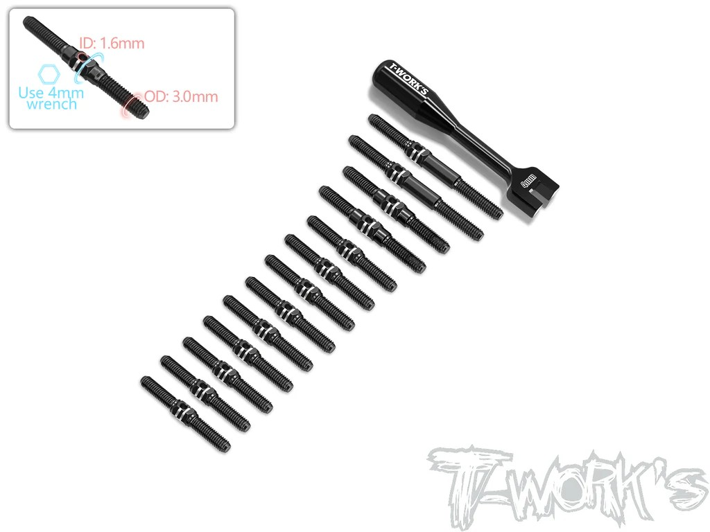 T-Works - 64 Titan Spurstangen Set für Xray X4'25 - Schwarz - (13 pcs)