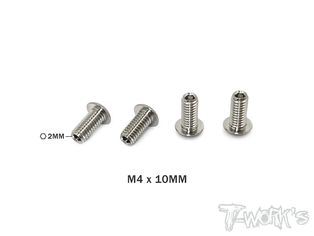 T-Works - 64 Titan Madenschrauben zur Ausfederwegsbegrenzung - M4x10mm (4 Stück)
