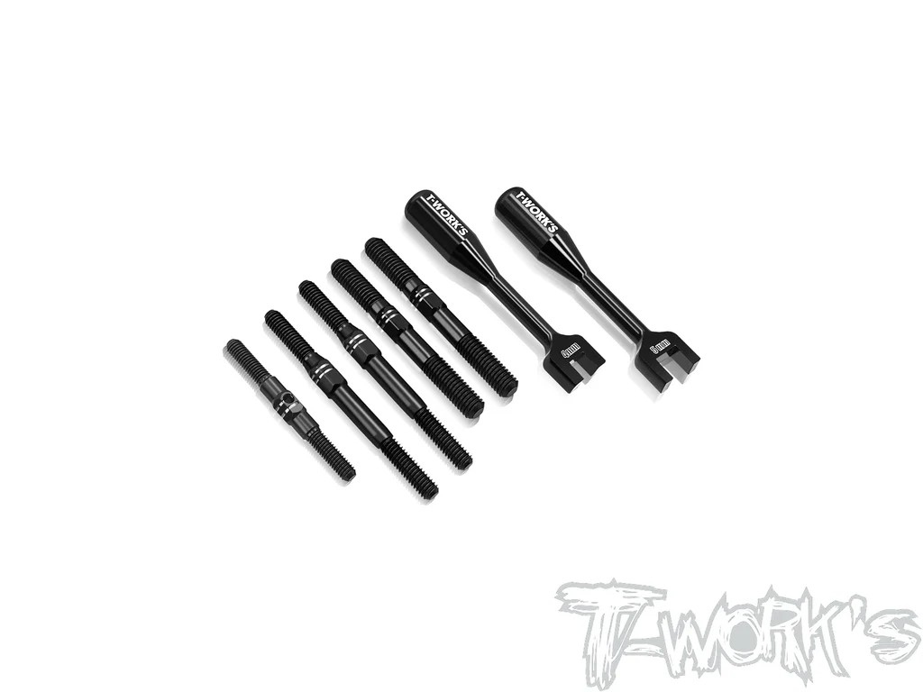 T-Works - 64 Titanium Spurstangen Set - für Asso RC8 B4 (Schwarz)
