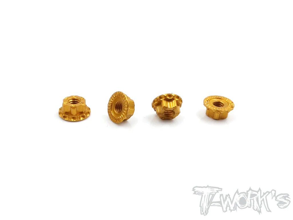 T-Works - M4 Alu Radmuttern - geriffelt - ORANGE (4 Stück)