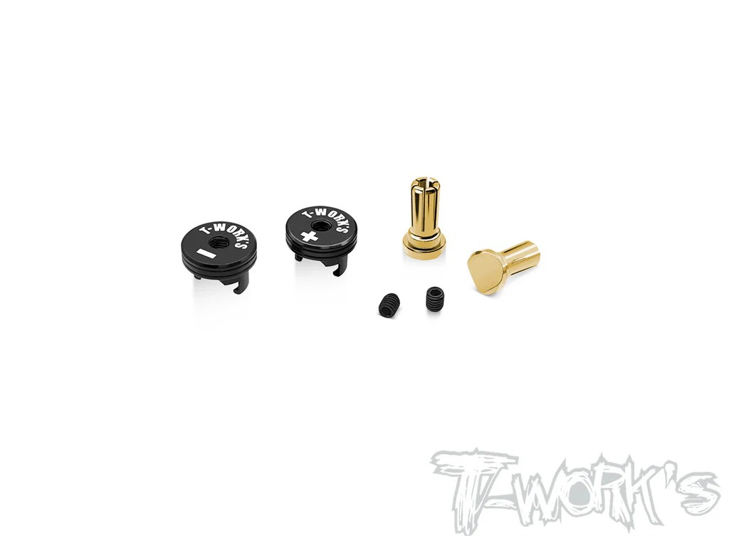 T-Works - 5mm Goldstecker mit Alu Griffstücken (- schwarz / + schwarz) (2 Stück)