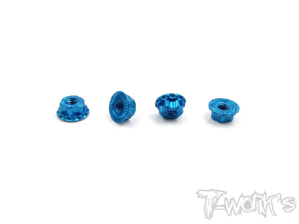 T-Works - M4 Alu Radmuttern - geriffelt - BLAU (4 Stück)