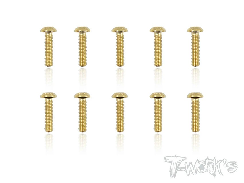 T-Works - 3 x 12mm Gold Plated Stahl Rundkopf Schraube Innensechskant (10)