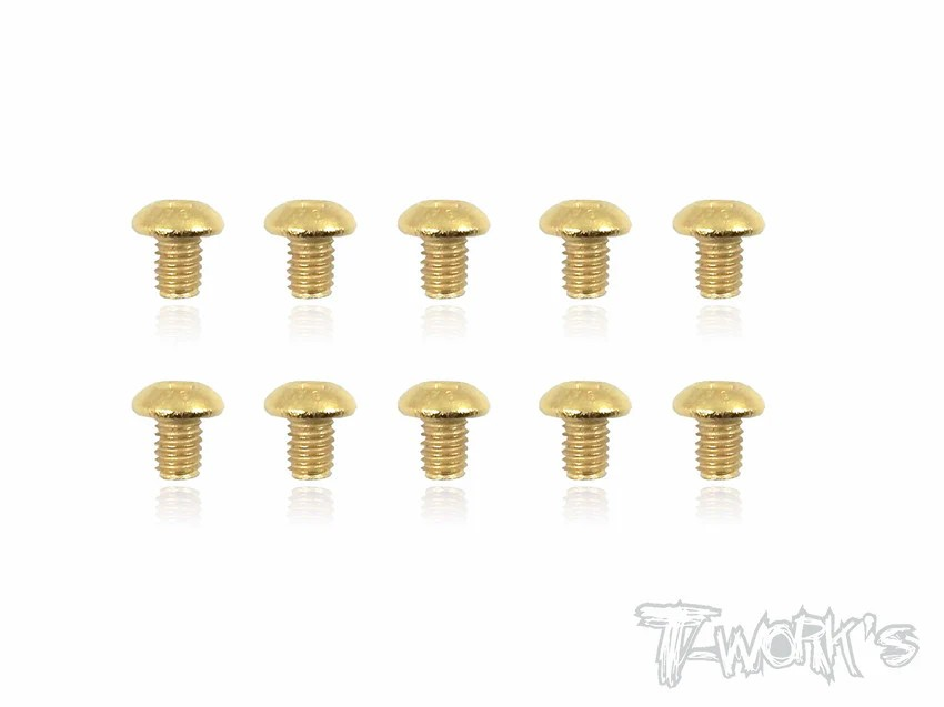 T-Works - 3 x 4mm Gold Plated Stahl Rundkopf Schraube Innensechskant (10)