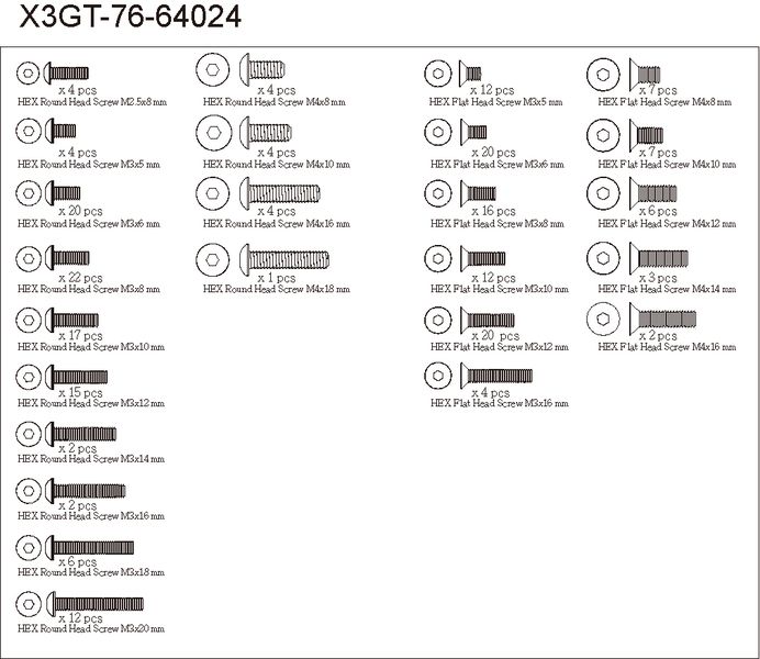 HN - Screw Bag Set for X3GTS 2023
