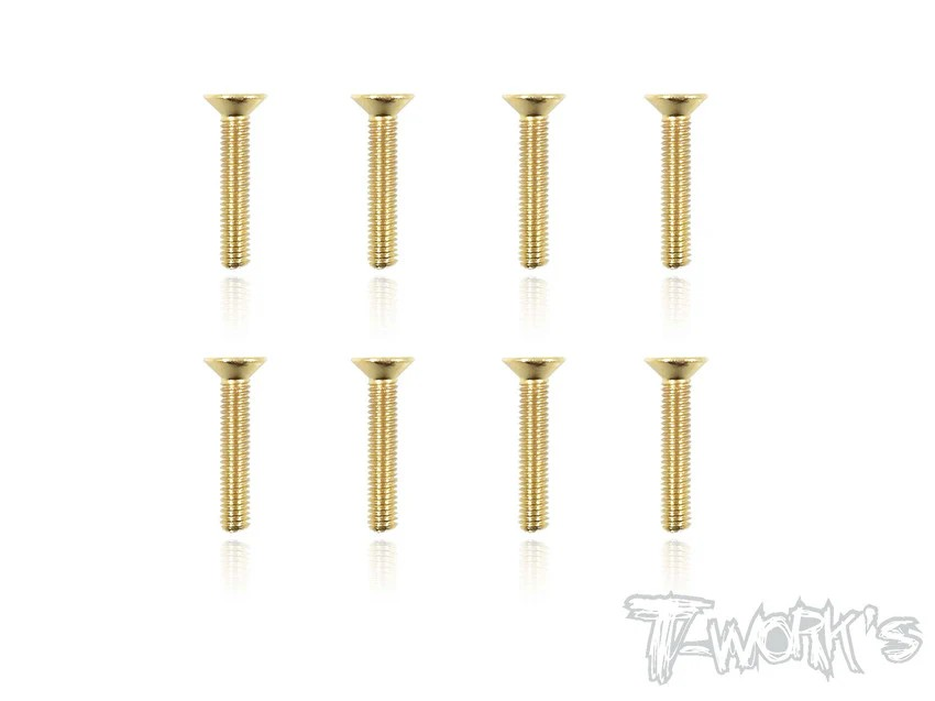 T-Works - 3.0 x 16mm Gold Plated Stahl Senkkopf Schraube Innensechskant (8)