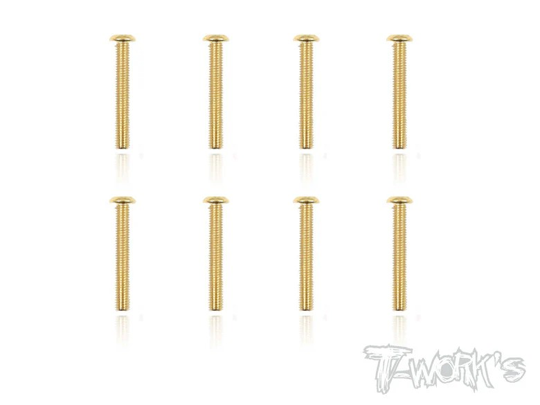 T-Works - 3 x 20mm Gold Plated Stahl Rundkopf Schraube Innensechskant (8)