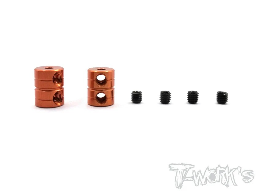 T-Works - Alum. 2mm Double Lock Stopper V2 - Orange (2 Stück)