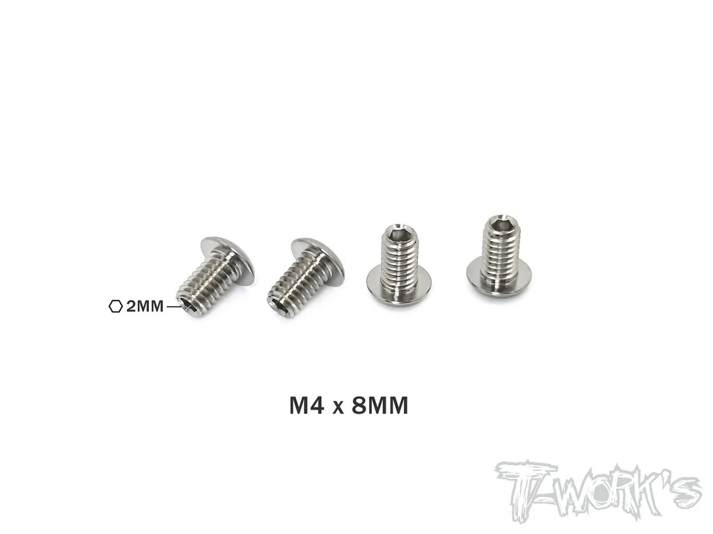 T-Works - 64 Titan Madenschrauben zur Ausfederwegsbegrenzung - M4x8mm (4 Stück)