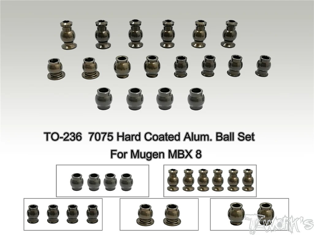 T-Works - Alu Kugeln Set - für MUGEN MBX8 (18 Stück)