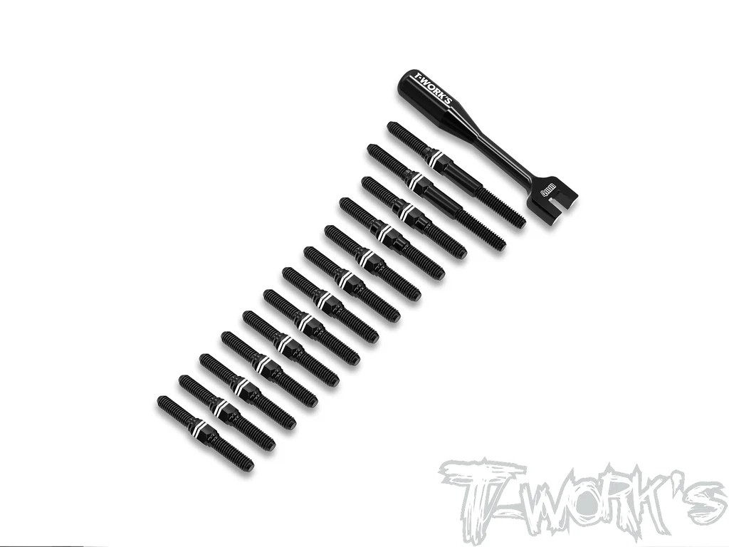 T-Works - 64 Aluminium Gewinde-/Spurstangen Set für Xray X4'25 - Schwarz (13 pcs)