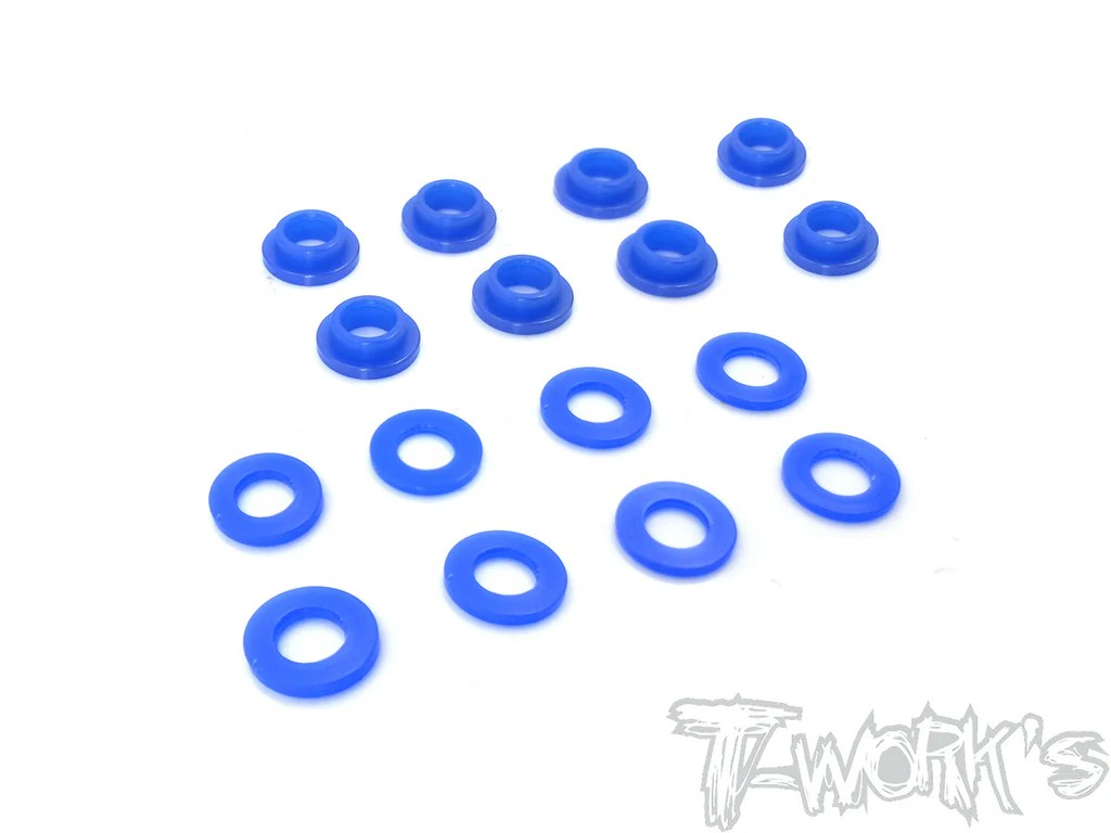 T-Works - POM Shock Shaft Guides - für Mugen MBX8R (16 Stück)