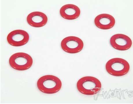 T-Works - Alu 3 x 5.7 x 0,5mm Bore Washer -ROT- (10 Stück)
