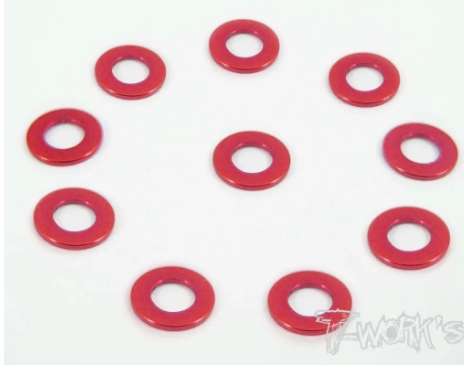 T-Works - Alu 3 x 5.7 x 0,75mm Bore Washer -ROT- (10 Stück)