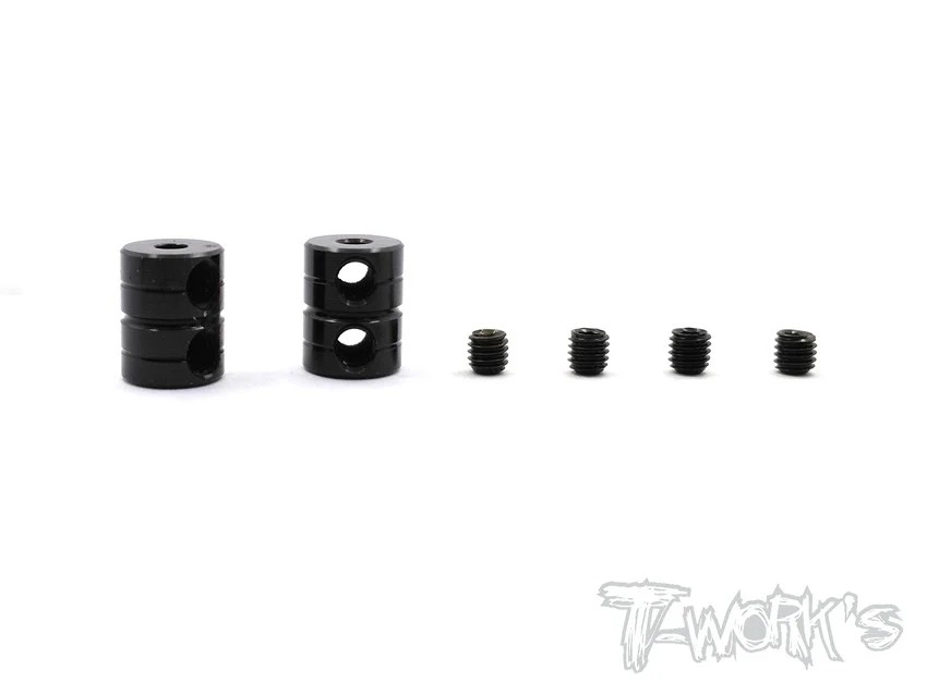 T-Works - Alum. 2mm Double Lock Stopper V2 - Schwarz (2 Stück)