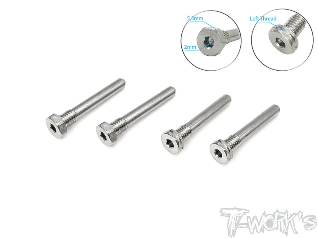 T-Works - Titan Screw Type Shock Pin Set - für Mugen MBX8R (LT 2 Stück & RT 2 Stück)