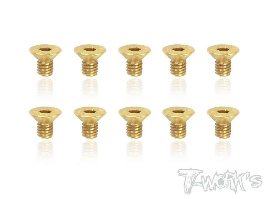 T-Works - 3.0 x 5.0mm Gold Plated Stahl Senkkopf Schraube Innensechskant (10)