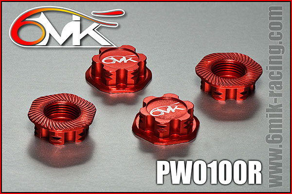 OPTIMA - 6MIK serrated & locking 1/8 Wheel Nut 1.0mm Red (4 pcs)